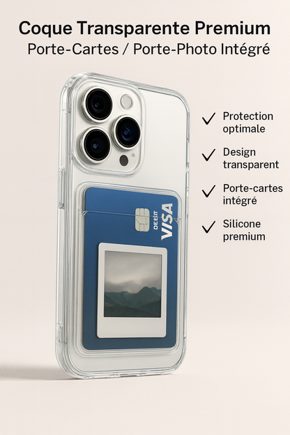 Coque Transparente Premium avec Porte-Cartes Intégré
